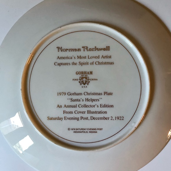 Norman Rockwell 1979 Gotham Christmas Plate “Santa’s Helpers” - Picture 2 of 2